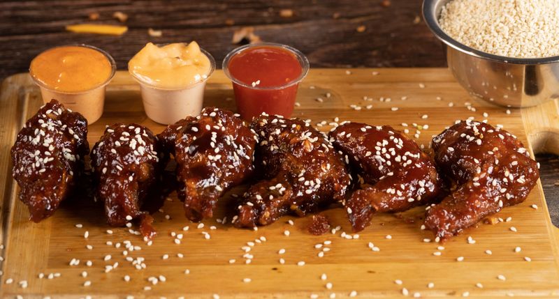 Honey garlic glazed wings with sesame seeds