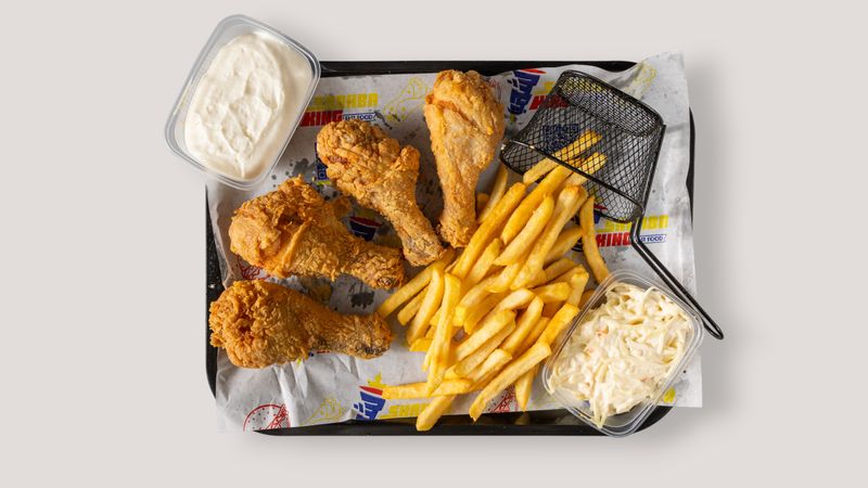 Tender basket with fries and coleslaw